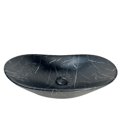 Unique Hammock Style Matt Black Marble Ceramic Above Counter Basin