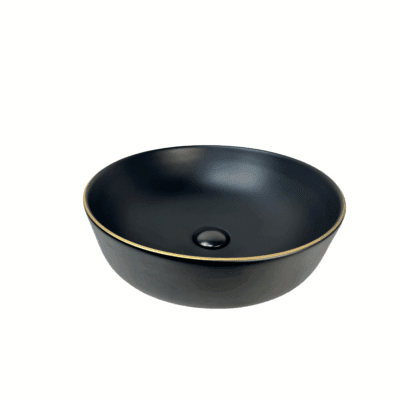 Matt Black Round Ceramic Above Counter Basin W425xD425xH145mm