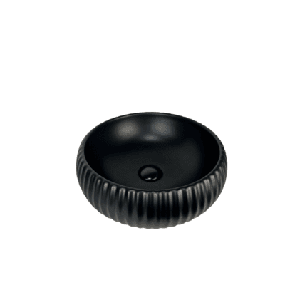 Matt Black Round Ceramic Above Counter Basin W400xD400xH130mm
