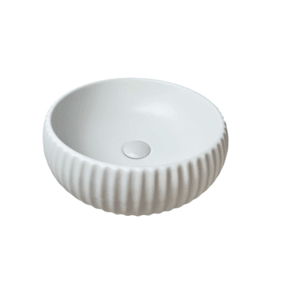 Matt White Round Ceramic Above Counter Basin - W400xD400xH130mm