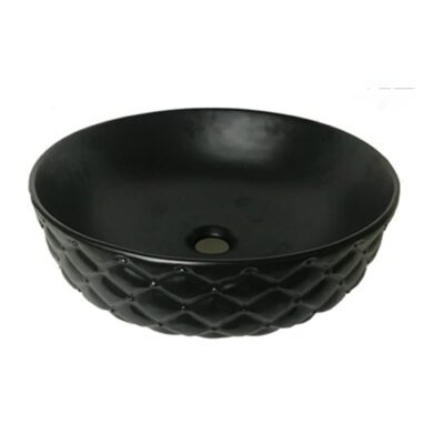 Matt Black Round Ceramic Above Counter Basin W425xD425xH145mm
