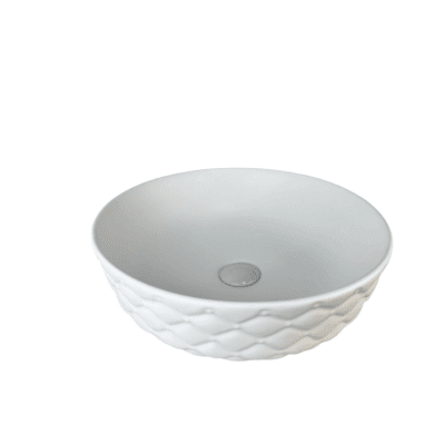 Matt White Round Ceramic Above Counter Basin W425xD425xH145mm