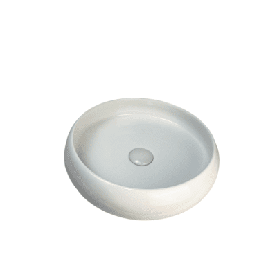 Glossy White Round Ceramic Above Counter Basin W400xD400xH120mm
