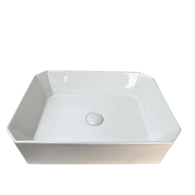 Glossy White Rectangle Ceramic Above Counter Basin W505xD370xH130mm