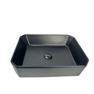 Matt Black Rectangle Ceramic Above Counter Basin W505xD370xH130mm