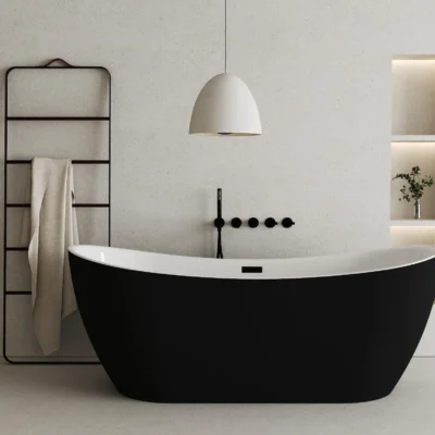 Double Slipper Oval Acrylic Freestanding Bathtub (1700mm Gloss Black)