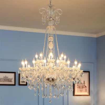 European-Style 15 Arm Crystal Chandelier- Chrome