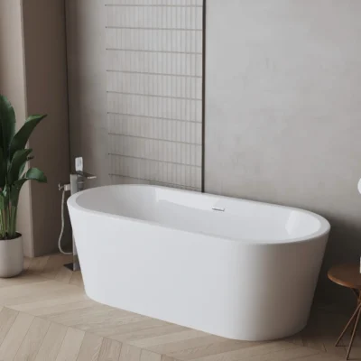 Oval Acrylic Freestanding Bathtub (Gloss White)