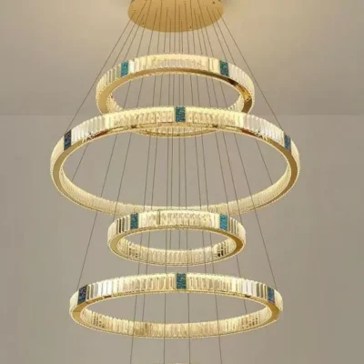 Circle Crystal Chandelier- Gold