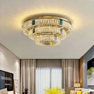 Circle Luxury Crystal Ceiling Light- Gold