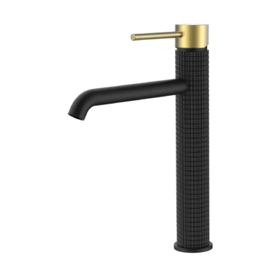 Tall Round Euro Basin Mixer - Black & Gold