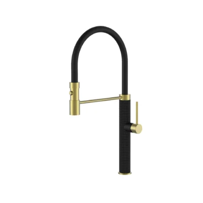 Tall Round Euro Kitchen Mixer - Black & Gold