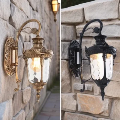 Outdoor Retro Wall Sconce-Gold / Black