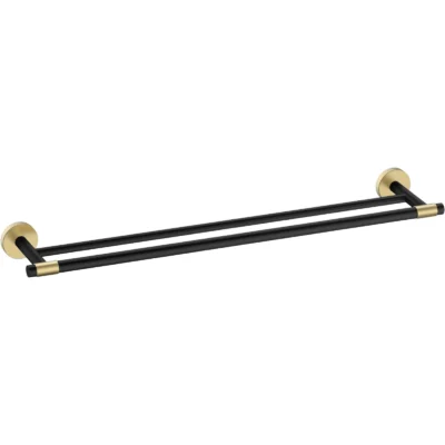 Double Towel Rail (Black & Gold)