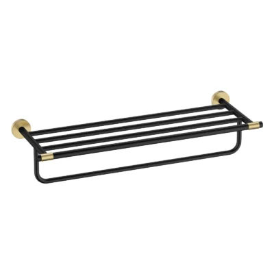 Towel Rack with Rail (Black & Gold)